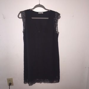 Gray V-neck lace trimmed dress